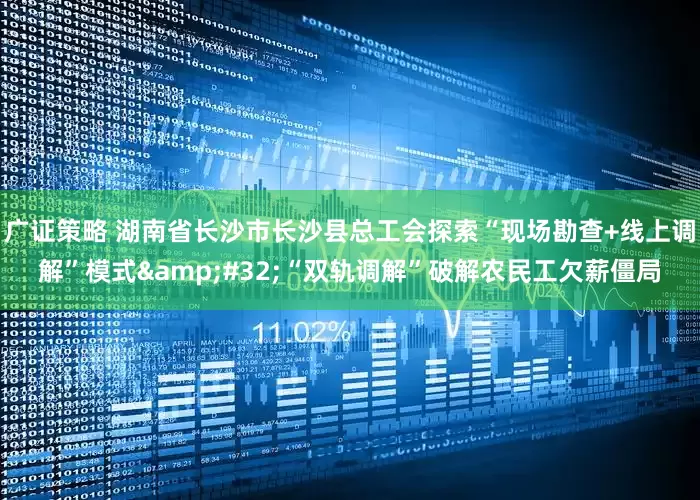 广证策略 湖南省长沙市长沙县总工会探索“现场勘查+线上调解”模式&#32;“双轨调解”破解农民工欠薪僵局